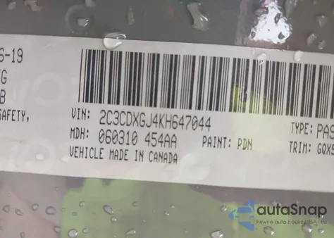 2019 Dodge Charger Scat Pack Rwd from USA, damaged, VIN 2C3CDXGJ4KH647044